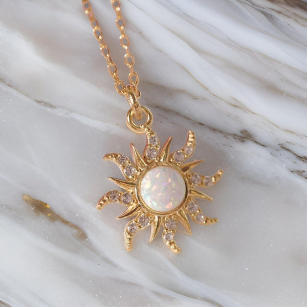White Opal Sun Jewelry-Necklace Bracelet Ring