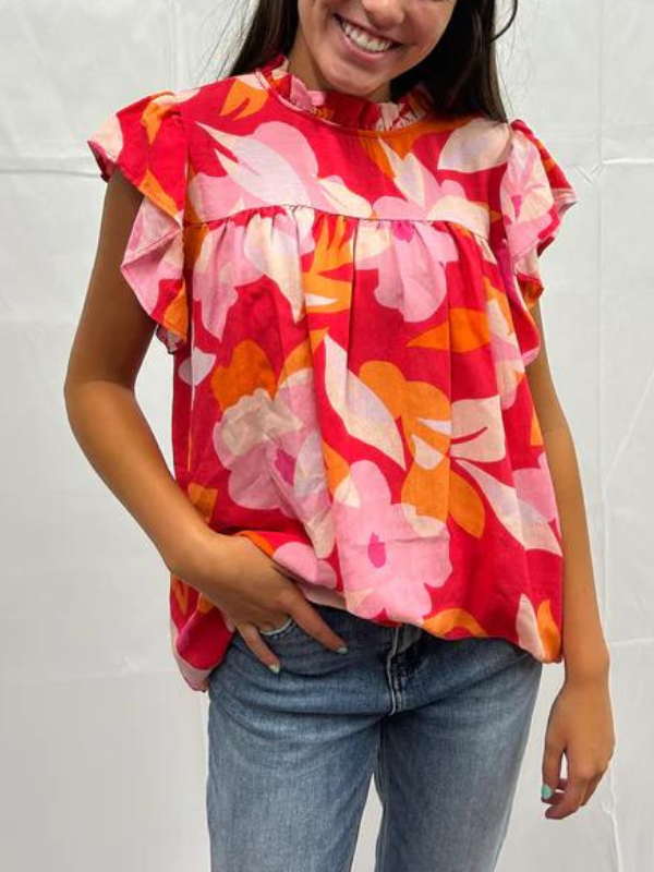 Floral Ruffled Casual Blouse