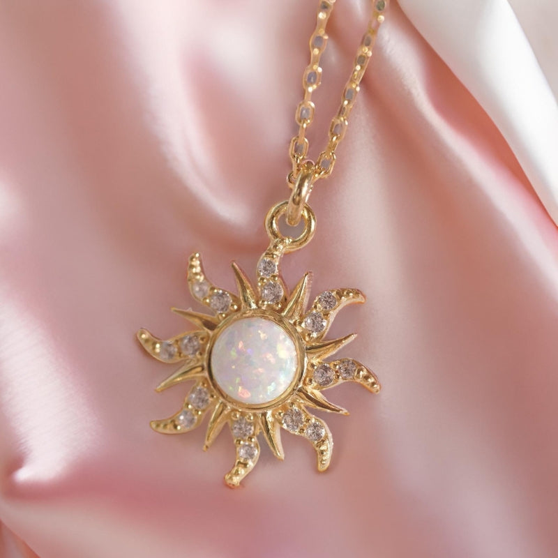 White Opal Sun Jewelry-Necklace Bracelet Ring