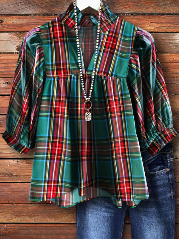 Red And Green Plaid Top