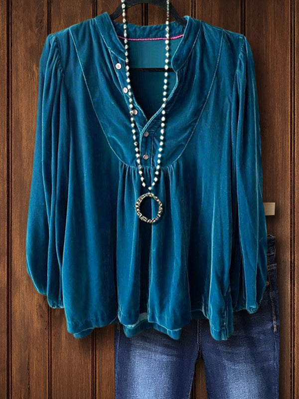 Vintage Velvet Top In Blue