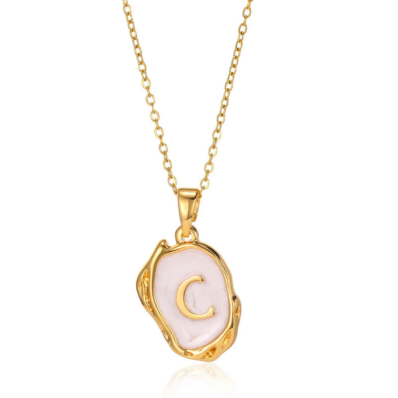 Vintage Gold Initial Pendant Necklace