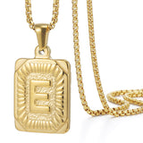 The Square Engraved Initial Pendant Necklace