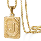 The Square Engraved Initial Pendant Necklace