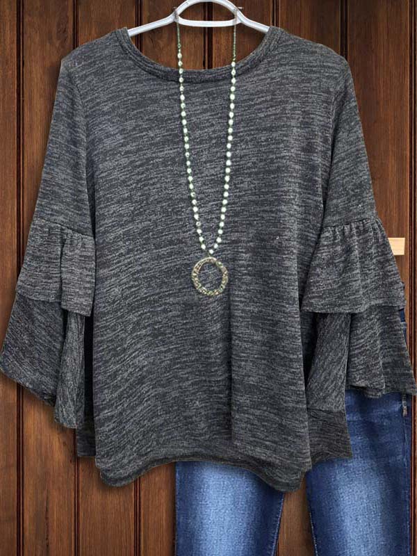 Casual Layered Ruffle Sleeve T-shirt