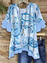 Paisley Print Ruffled Blouse