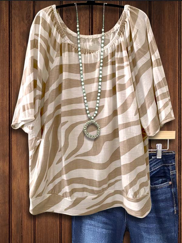 Zebra Print Pleated Loose Tee