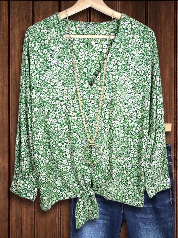 Floral Print Knotted Blouse