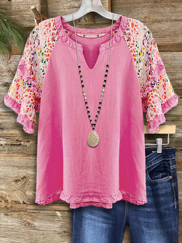 Colorful Dot Fringed Casual Blouse