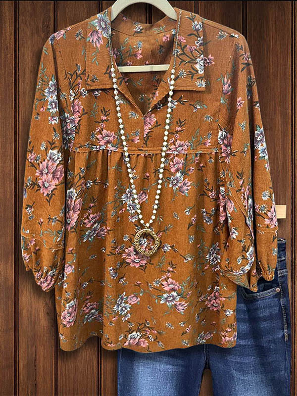 Vintage Floral Casual Blouse