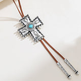 Retro Cross Love Leather Cord Necklace