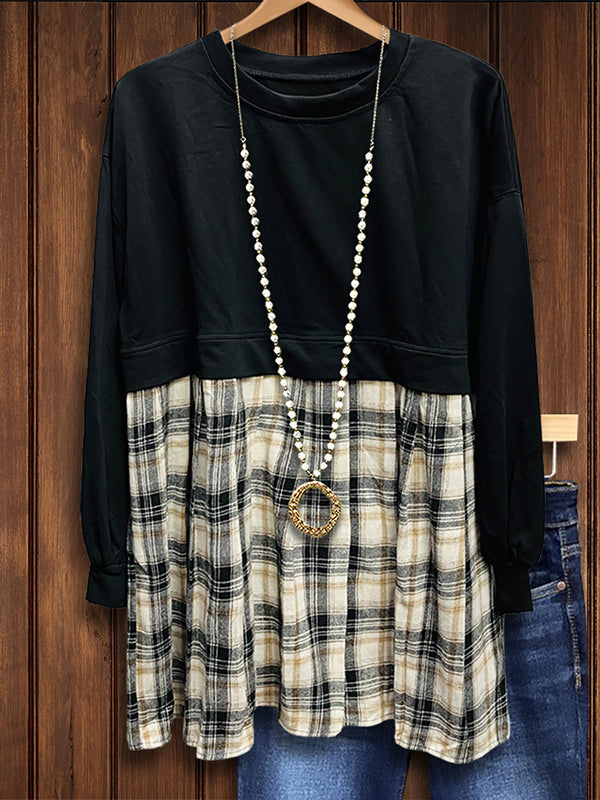 Plaid Patchwork Casual Top