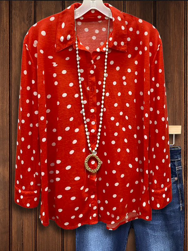 Classic Polka Dot Print Casual Blouse