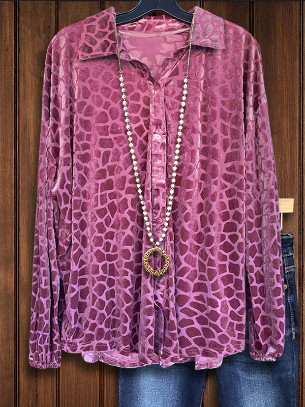 Animal Print Velvet Fashion Blouse