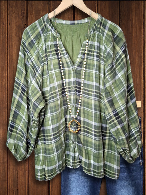 Fresh Plaid Casual Blouse