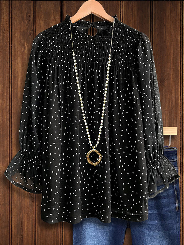 Classic Polka Dot Print Casual Blouse