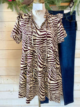 Classic Zebra Ruffle Dress