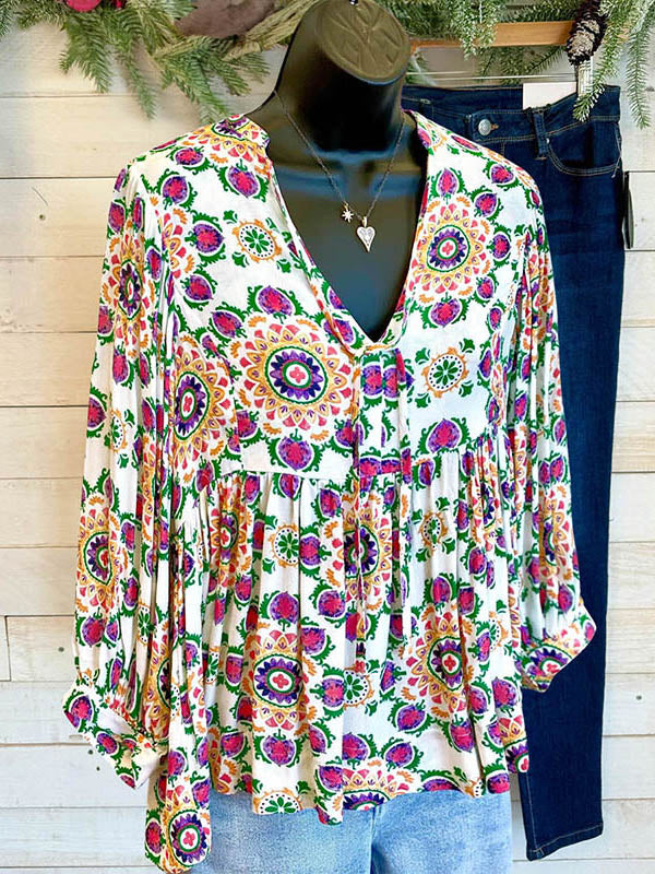 Ethnic Printed Casual Blouse