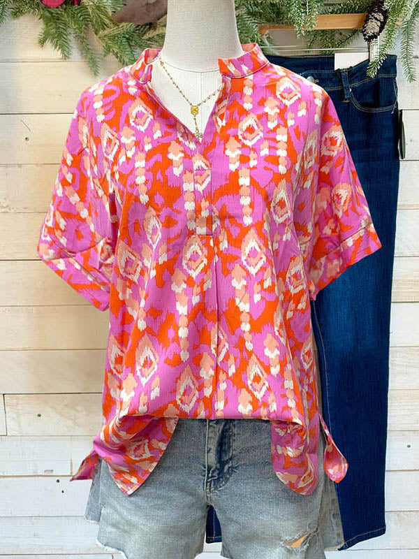 Abstract Print Casual Blouse