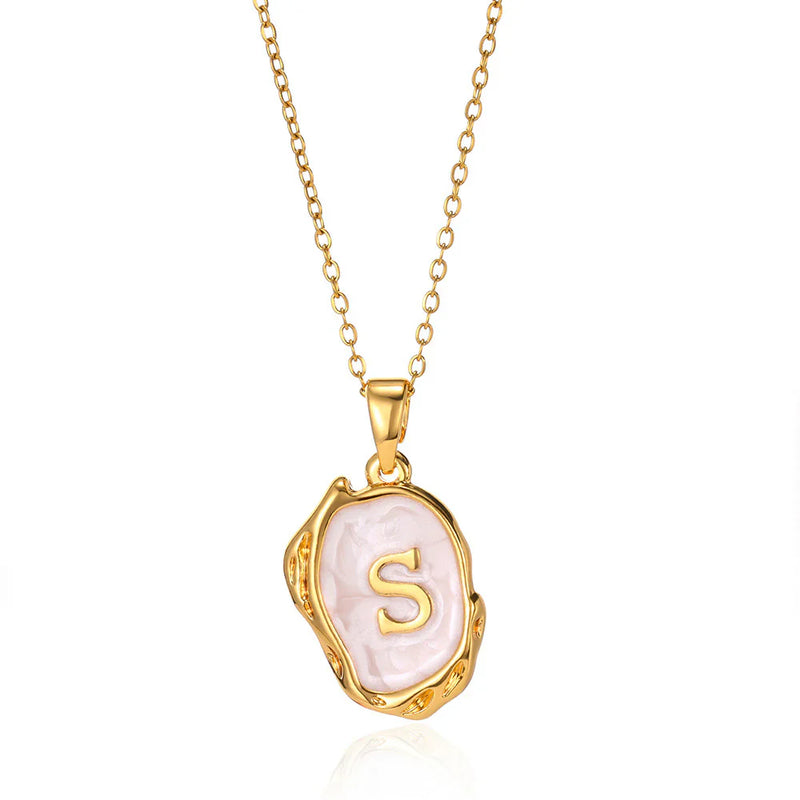 Vintage Gold Initial Pendant Necklace